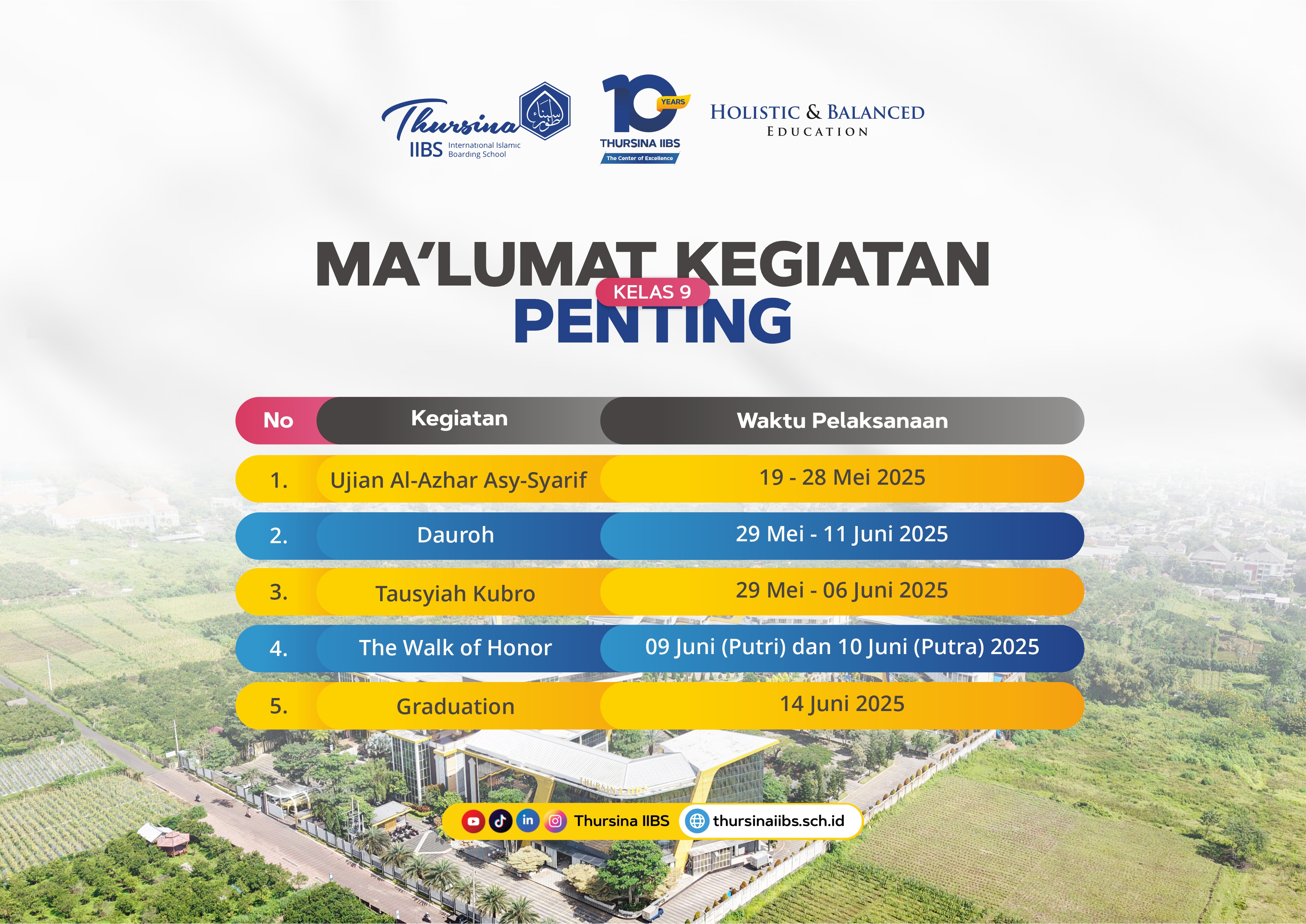 MA'LUMAT KEGIATAN PENTING KELAS 9 THURSINA IIBS